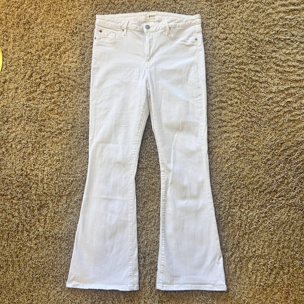 HUDSON Mia Five Pocket Midrise Flare Jeans in White Women's Size 32